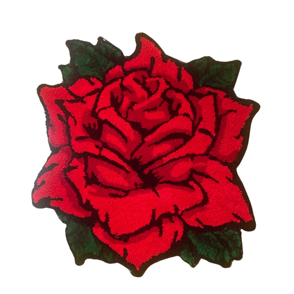 Hand-tufted rose rug/Rose leaves